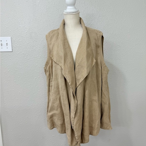 Flax Jackets & Blazers - FLAX Linen Vest XL Loose Long Open Front Lagenlook Vest Sleeveless Cardigan